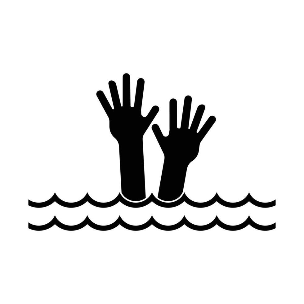 Hands Reaching Out from Water in Distress Symbol vector