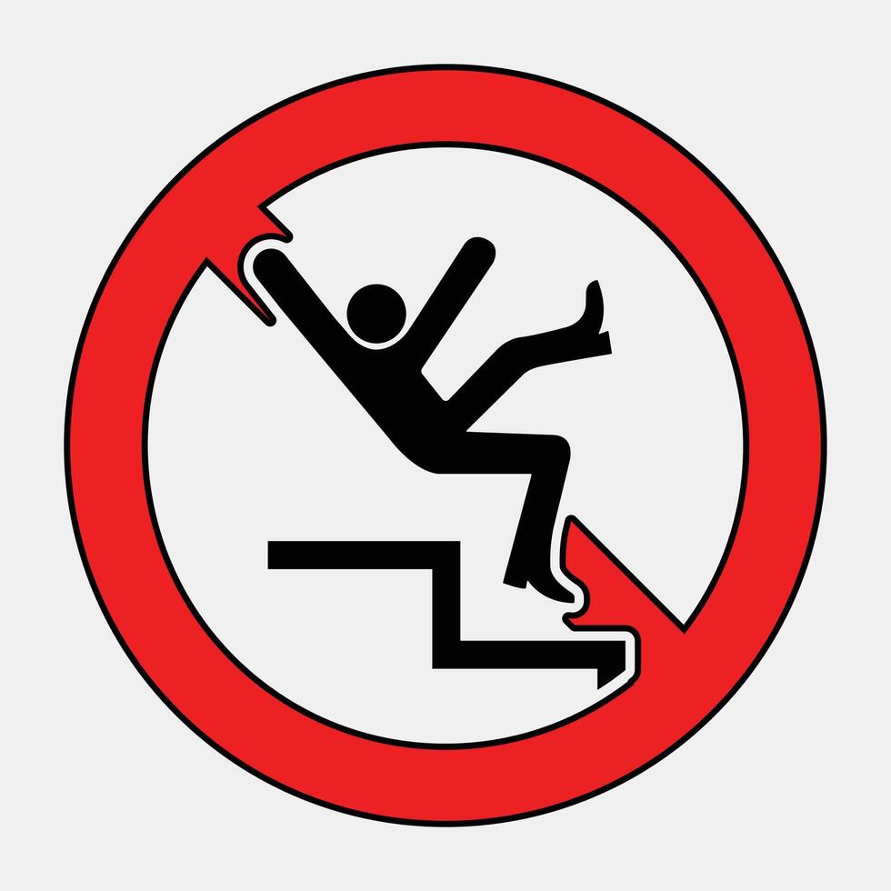 Warning Sign for Slip Hazard in Red Circle vector