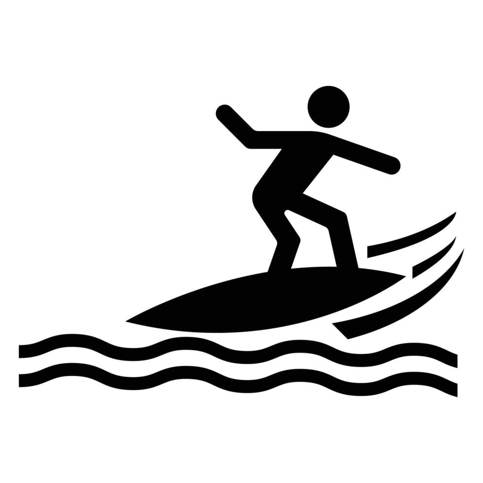 Surfer Riding Waves on a Surfboard Icon vector