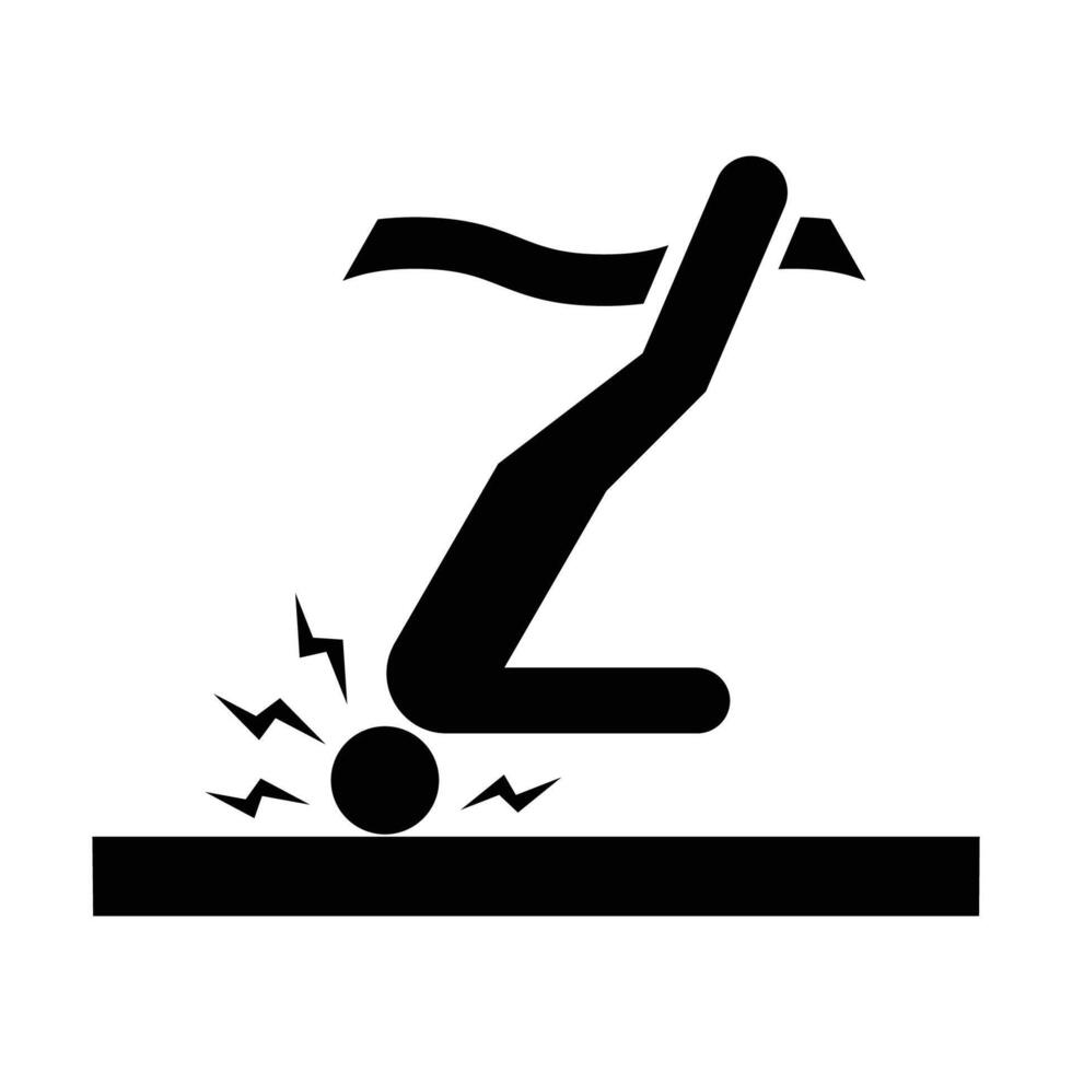 Runner Falling at Finish Line Icon in Black and White vector