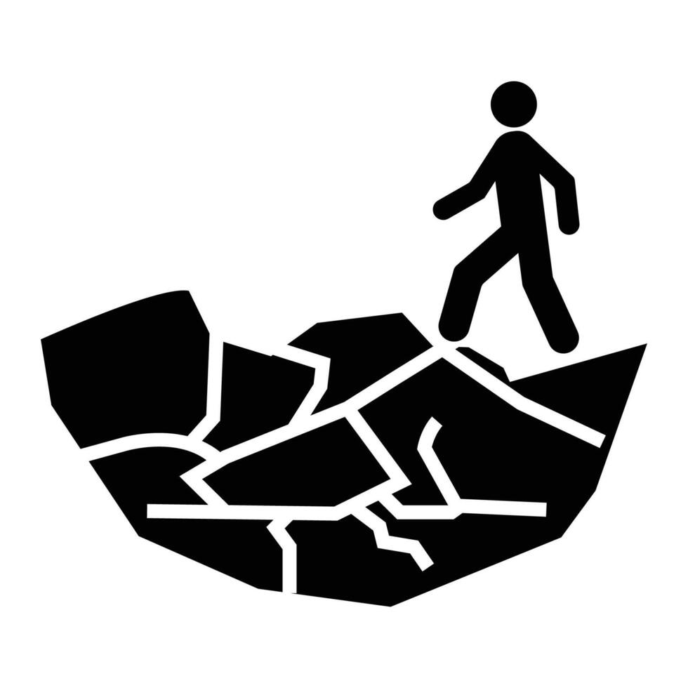 Person Walking on Cracked Ground Graphic Illustration vector