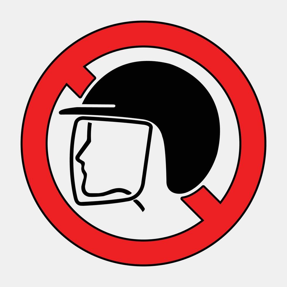 No Helmet Warning Sign in Red Circle vector