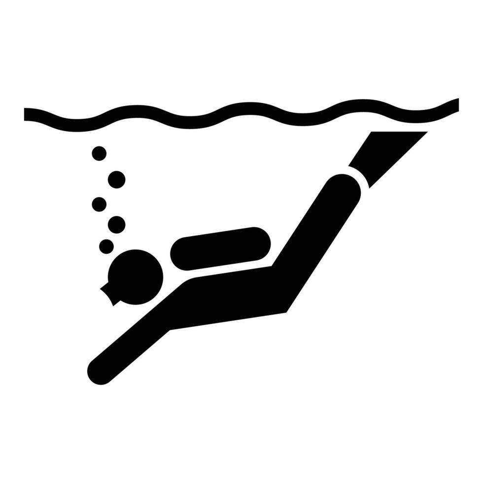 Diver Icon in Water with Bubbles vector