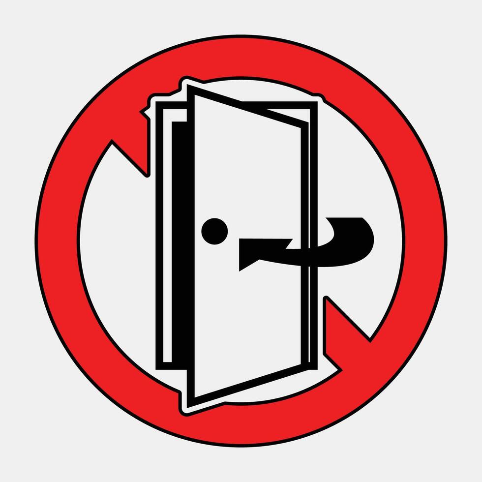 No Entry Door Icon with Red Circle Design vector