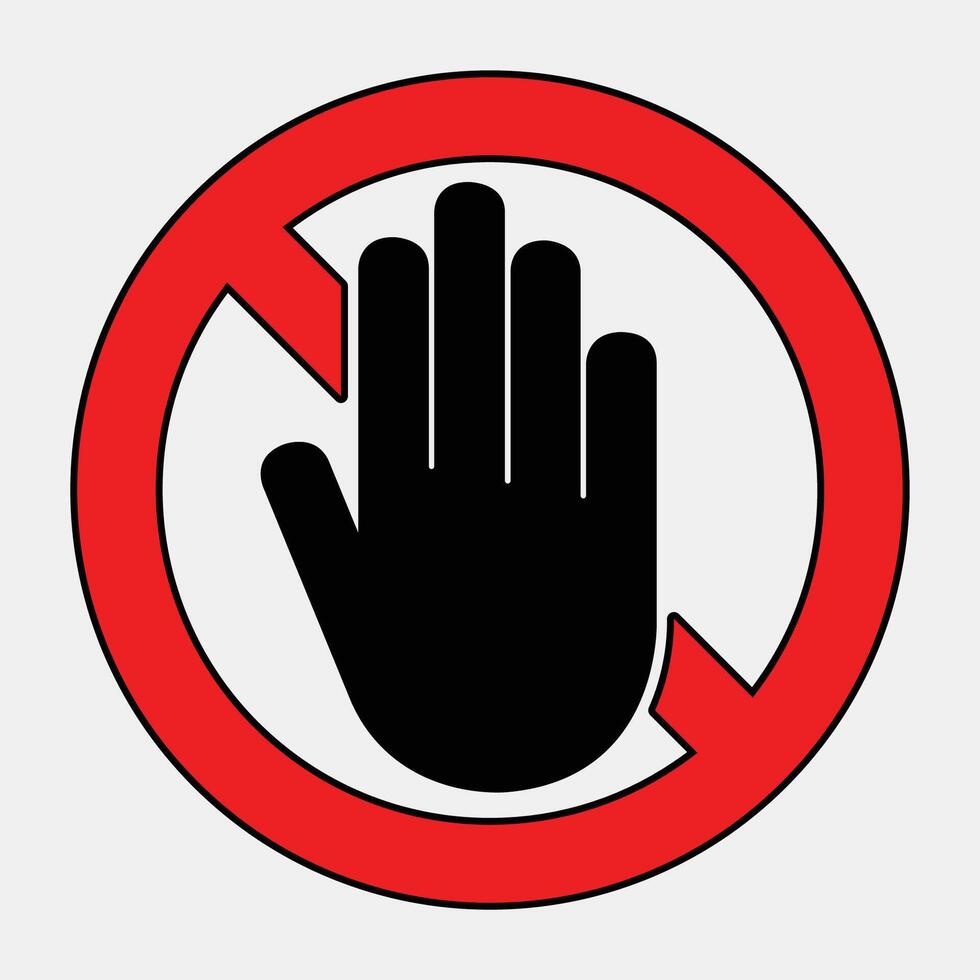 Stop Sign with Hand Symbol on Neutral Background vector