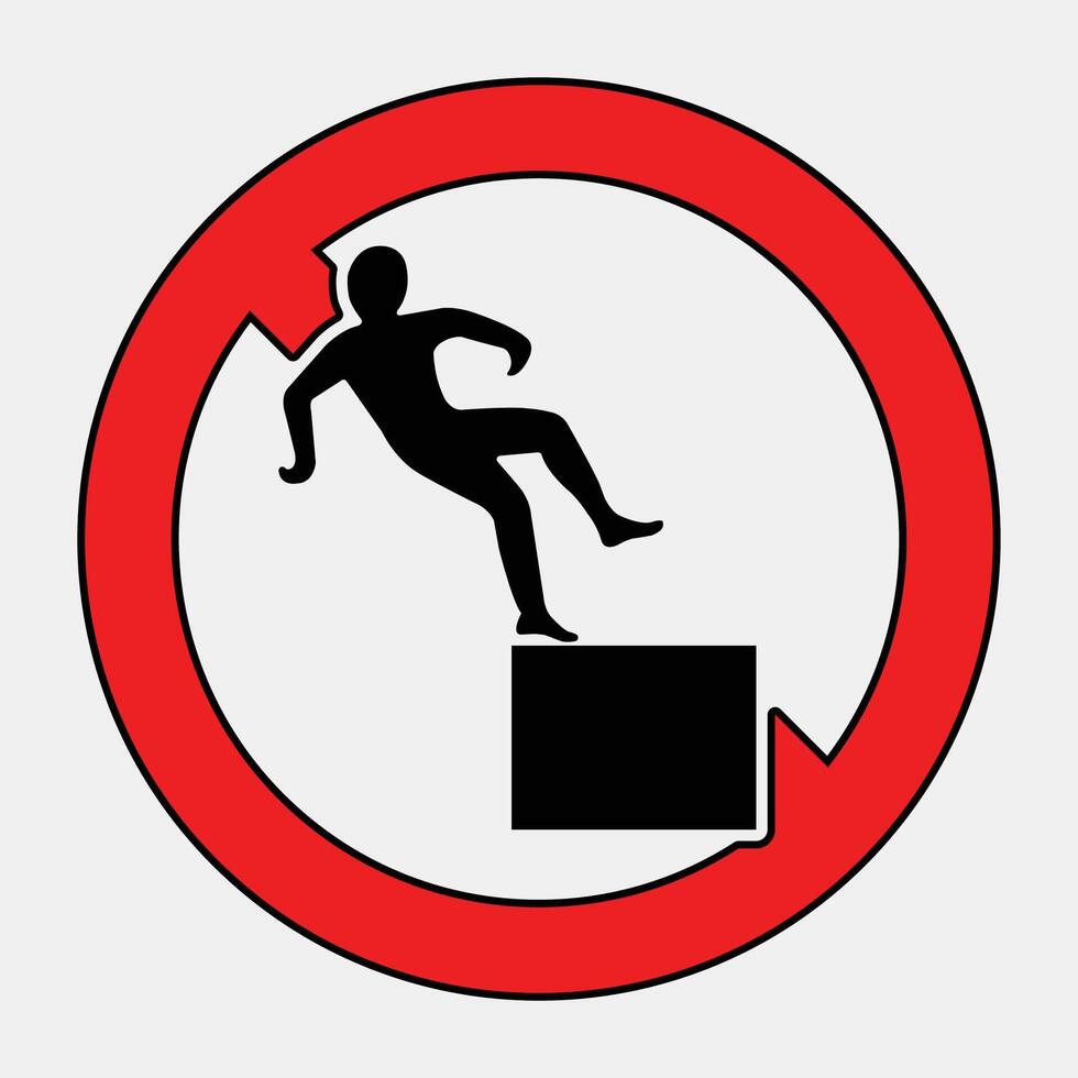 Warning Sign of Falling Hazard with Figure Outline vector