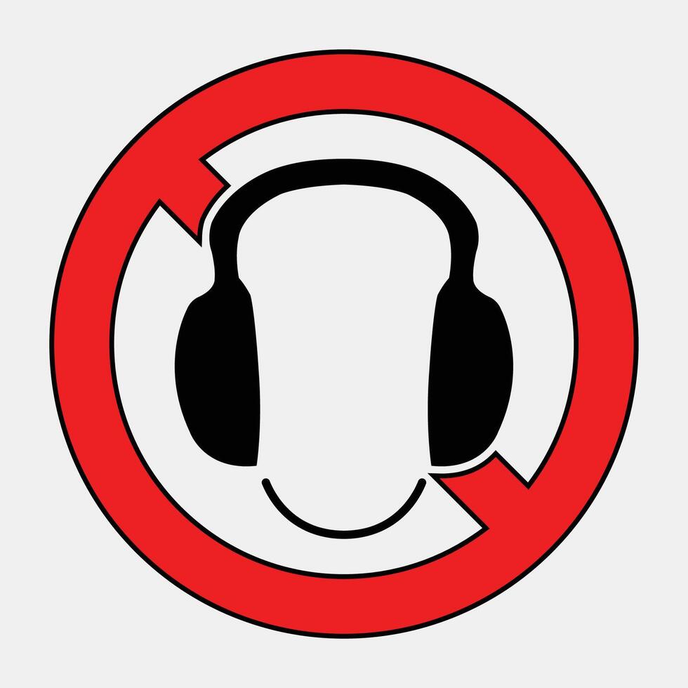 No Headphones Icon for Silent Environment vector