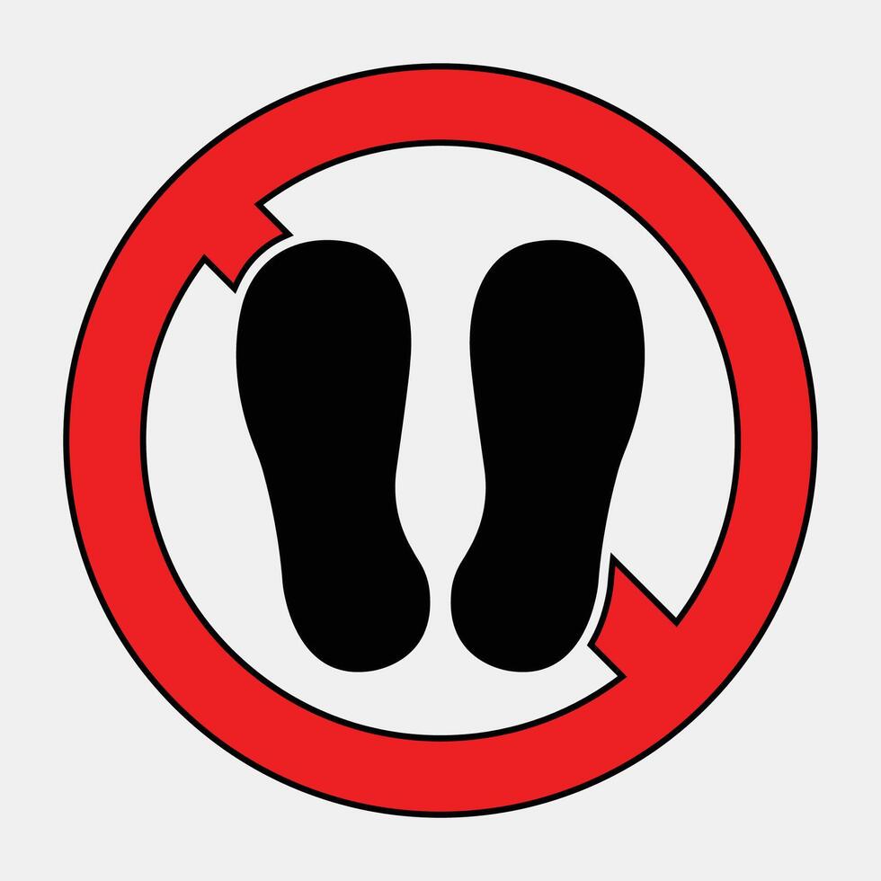 Prohibited Entry Sign with Footprints Symbol vector