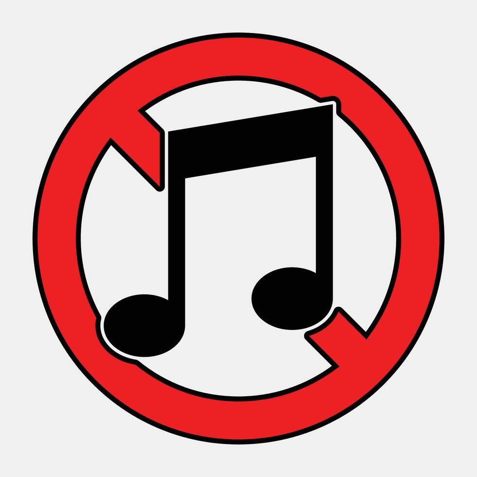 No Music Allowed Symbol with Red Circle and Line vector