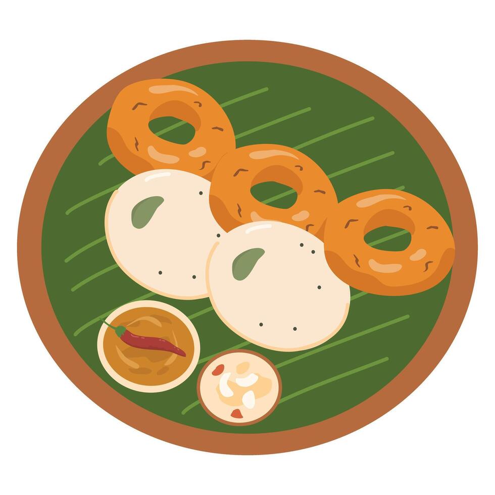 South Indian Food Medu Vada Illustration vector