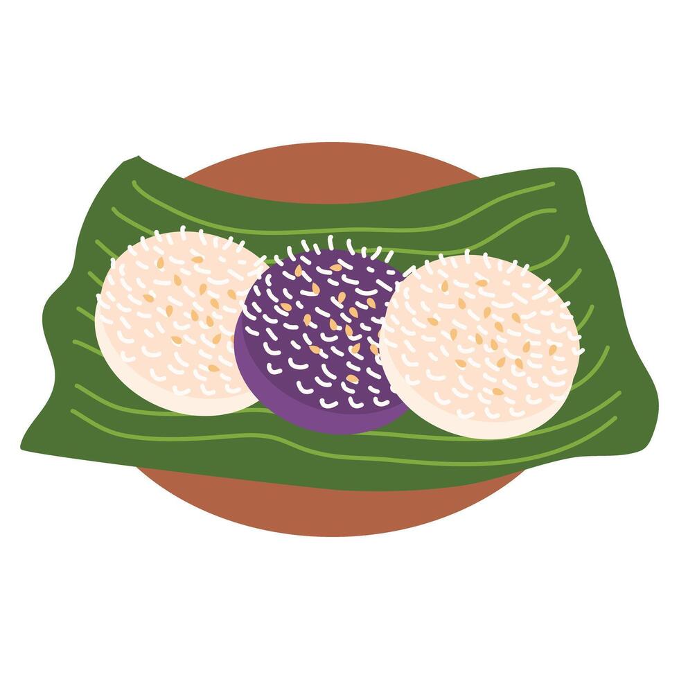Palitaw Filipino Dessert sweet sticky rice vector