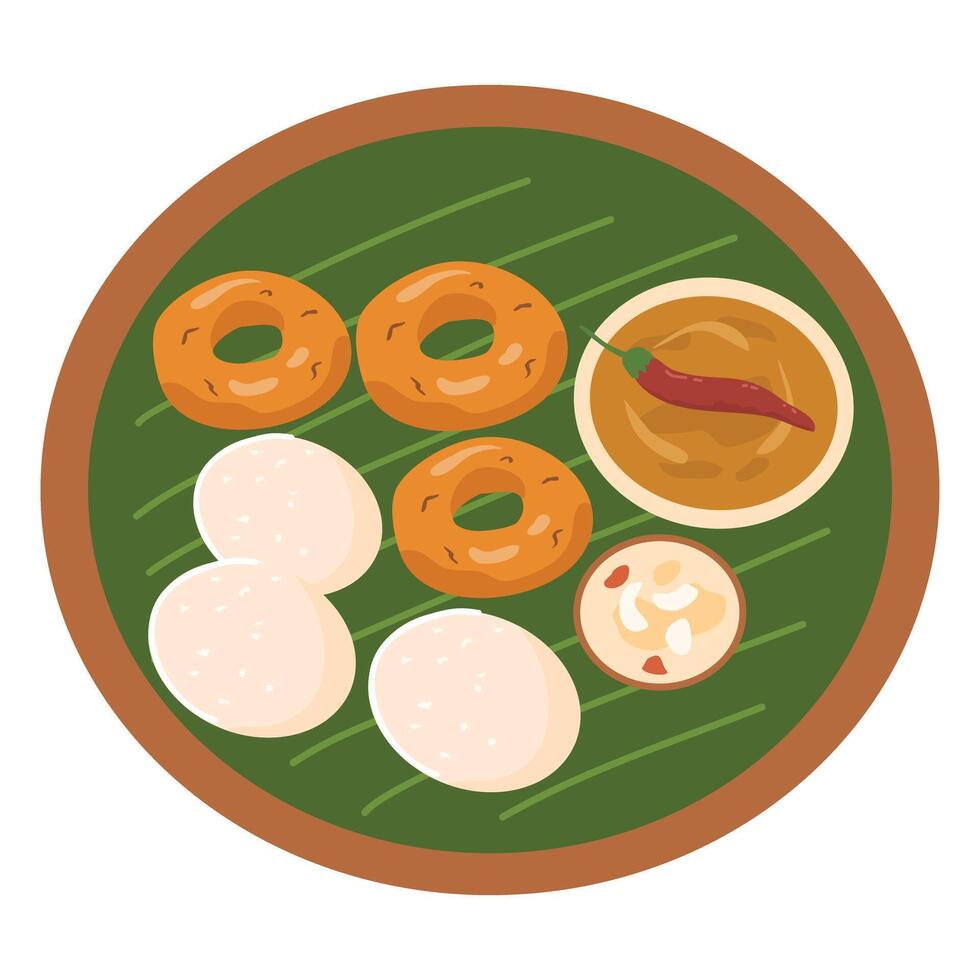 idli vada south indian food vector