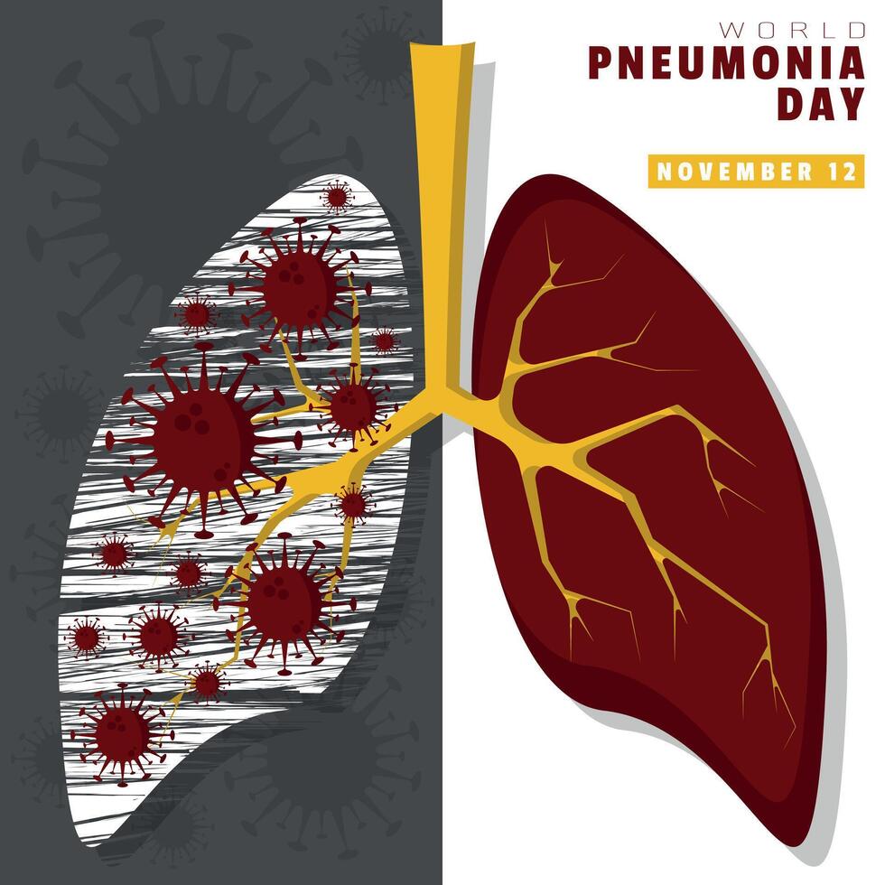 World Pneumonia Day Poster with lung damage due to virus vector