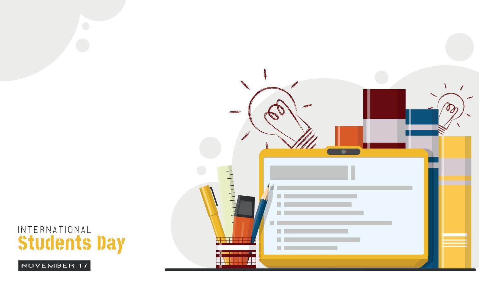 International Students Day Template with learning tools in the modern era vector