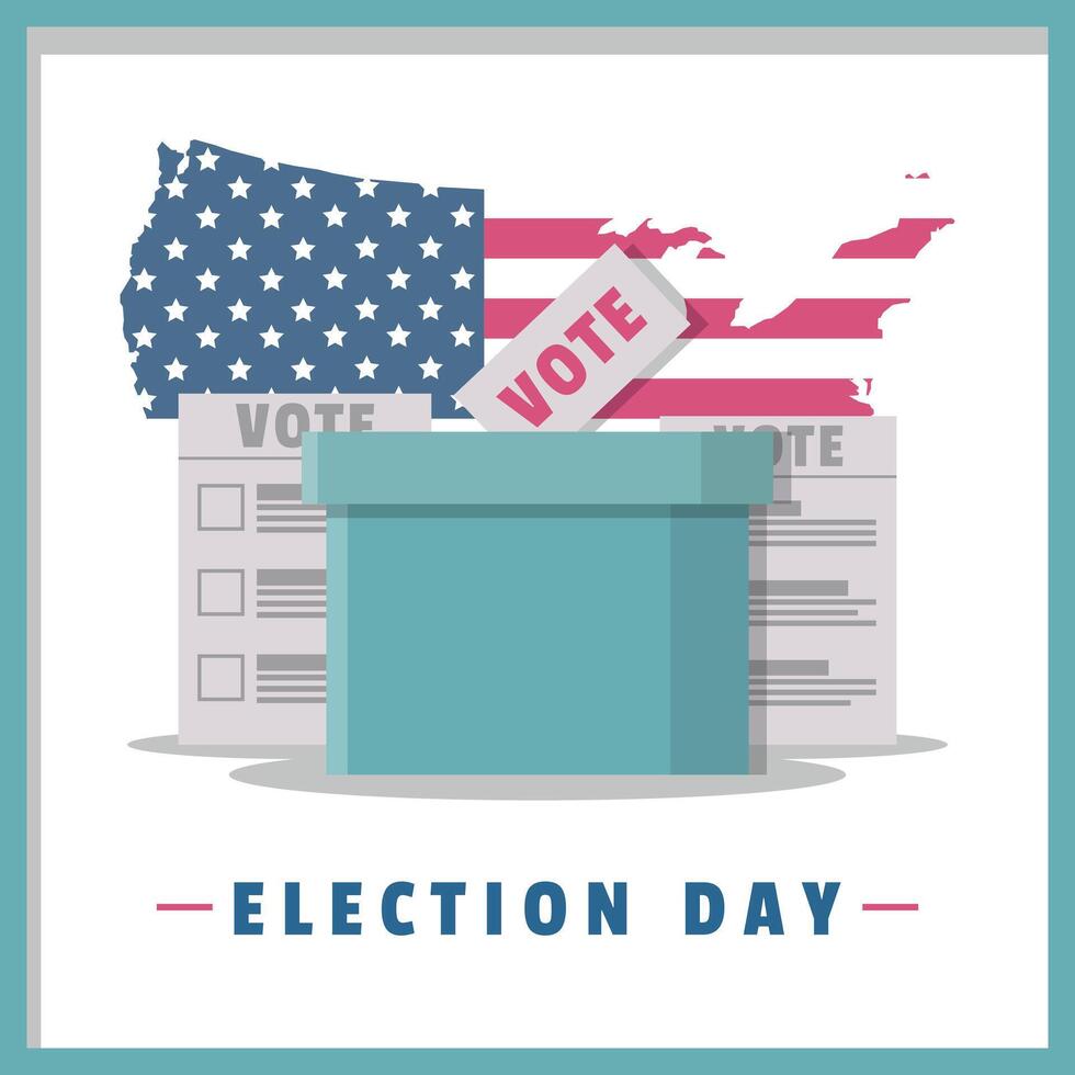 Election Day Poster with ballot box for election in America vector