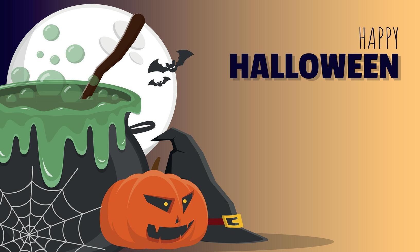 Happy Halloween Template with Halloween elements and copy space area vector