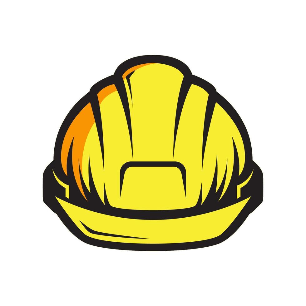 Yellow construction hard hat with black outline. vector
