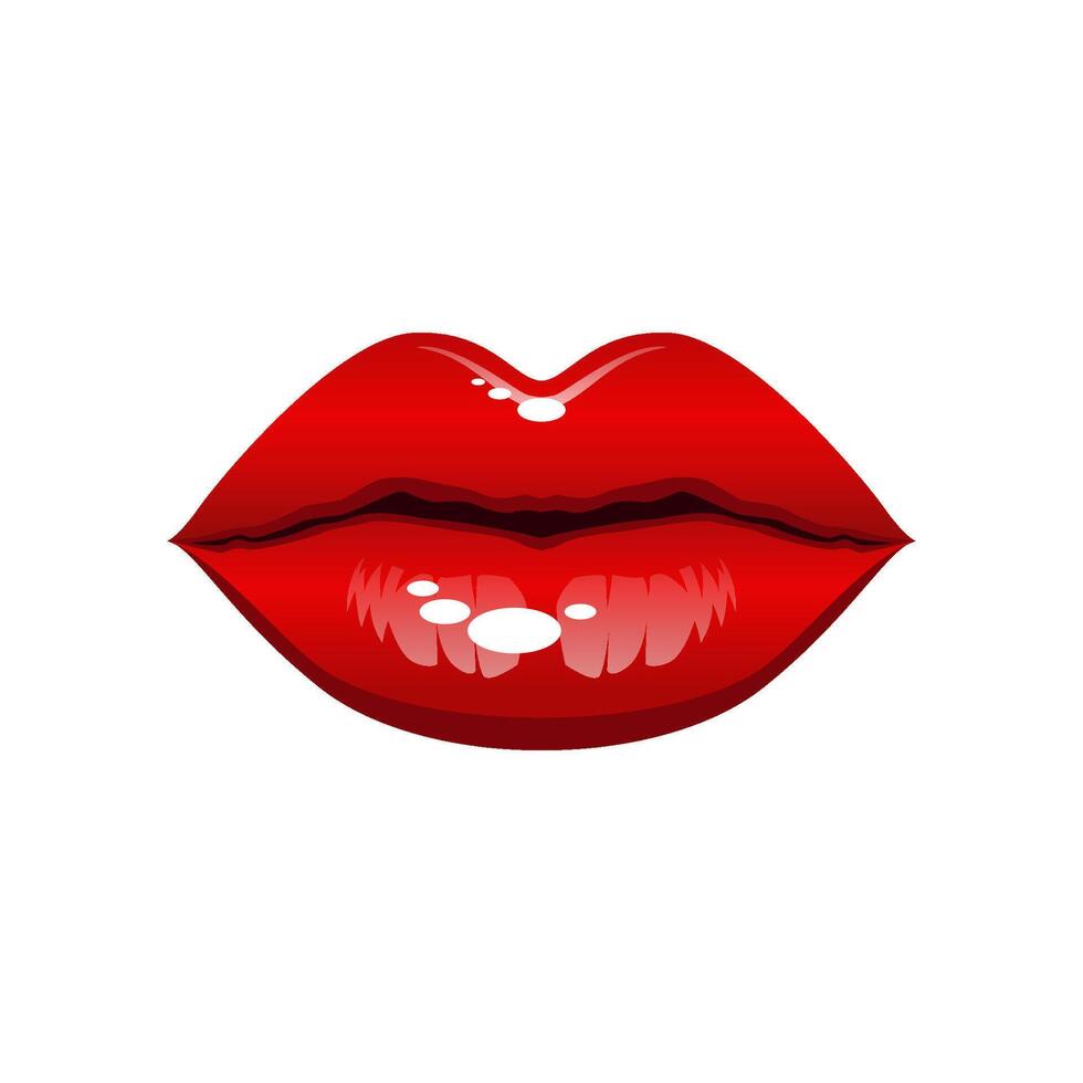 Glossy red lips illustration vector