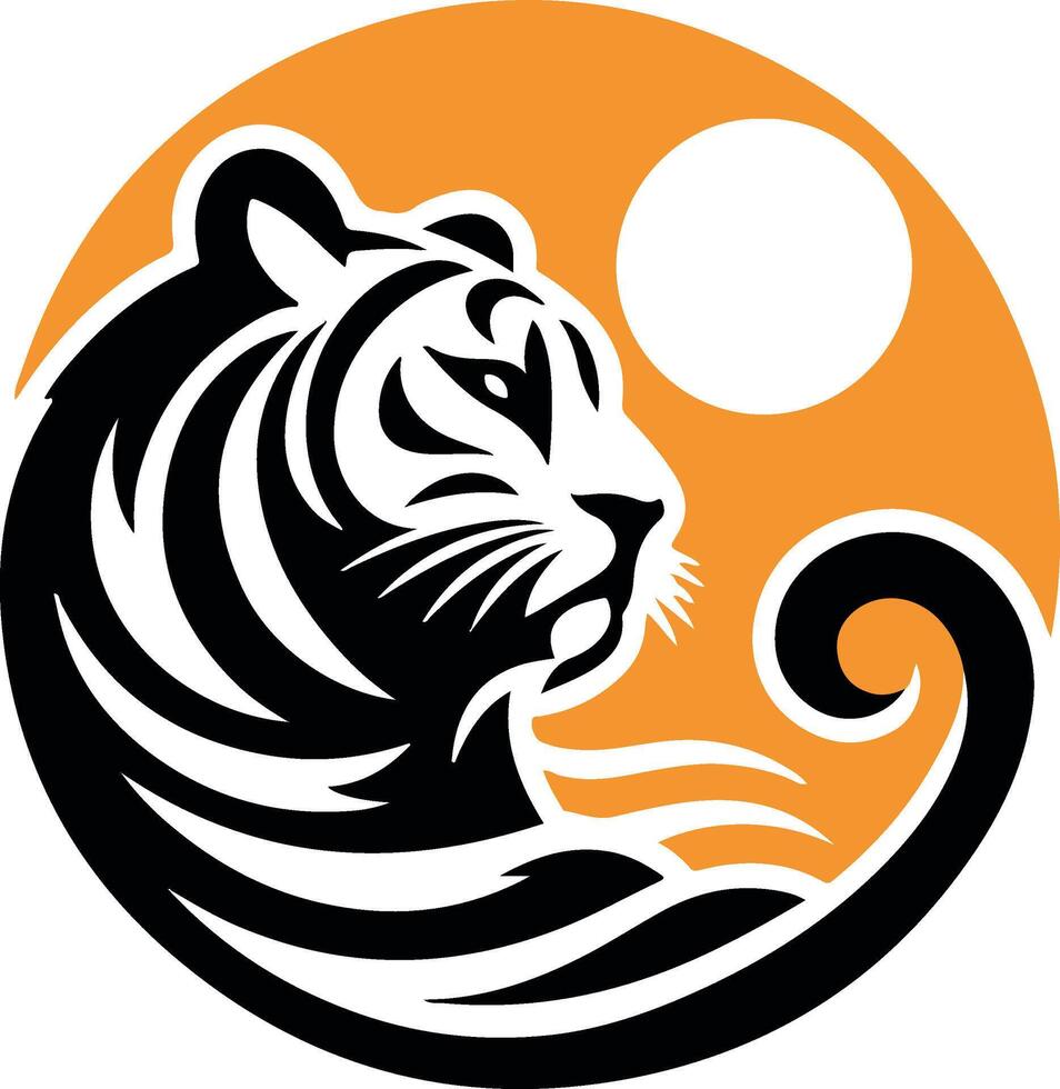 Modern and Simple Tiger Head Logo Wild Animal Illustration Template vector