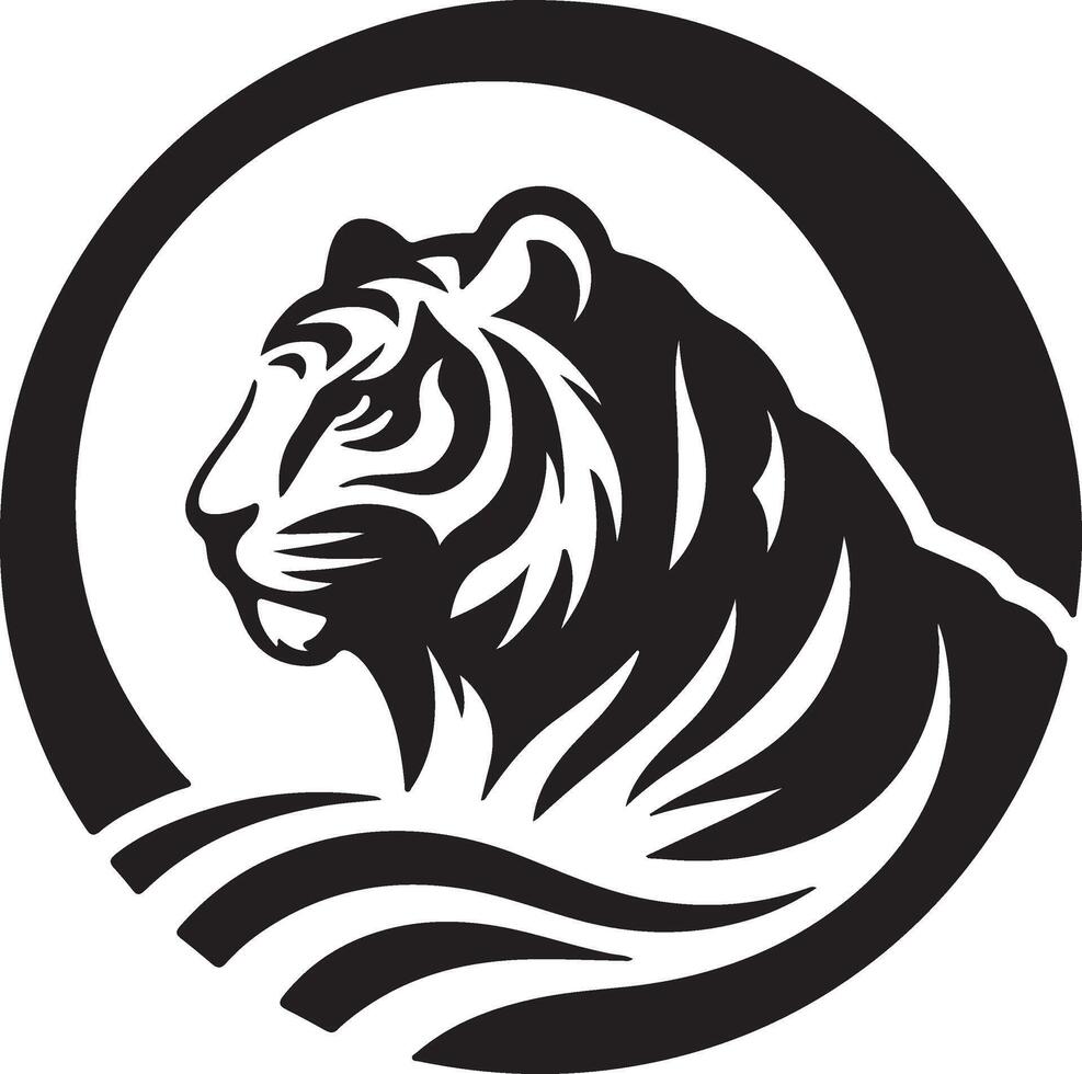 Wild Animal Logo Design Simple Minimalist Tiger Head Illustration Template vector