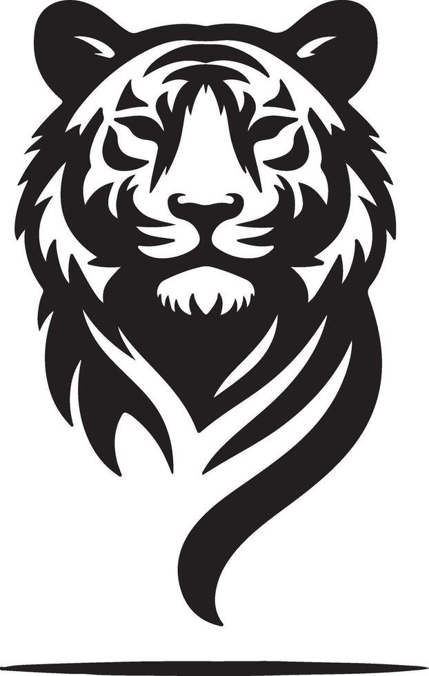 Minimalist Wild Animal Logo Design Tiger Head Illustration Template vector