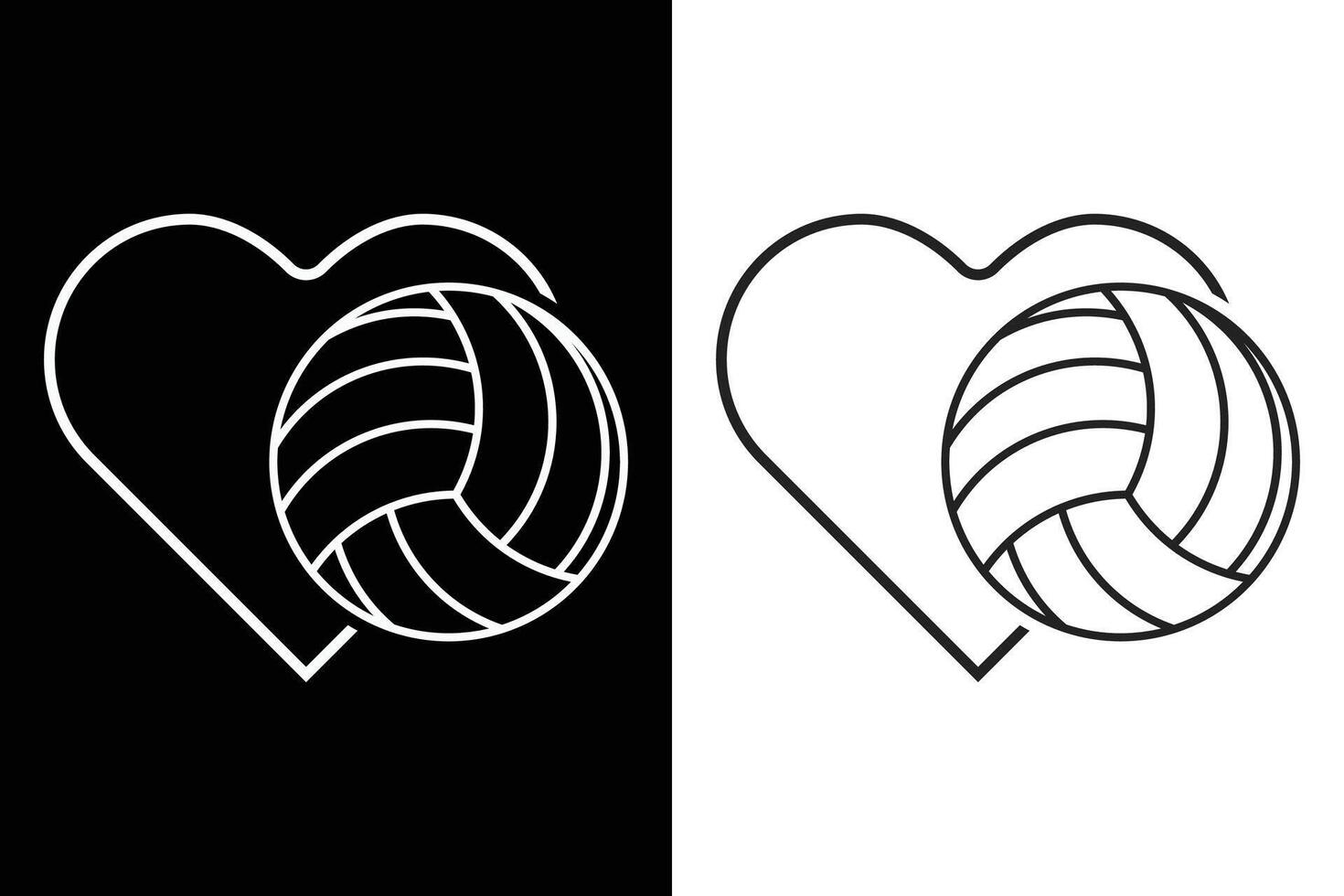 Volleyball With Heart Shape , Sports, Volleyball, , Volleyball ball, Sports silhouette, Heart design, Love of Volleyball, Romance vector