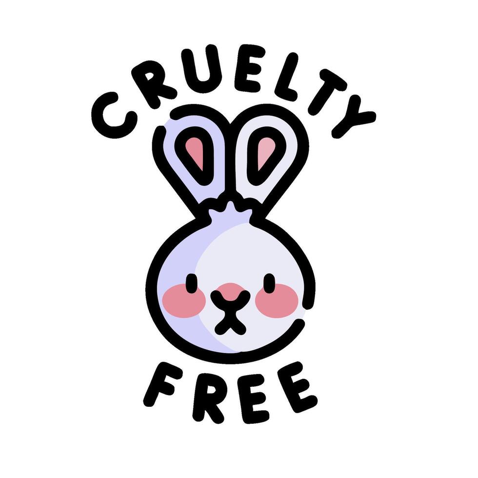 a cute bunny with the words cruelty free on it vector