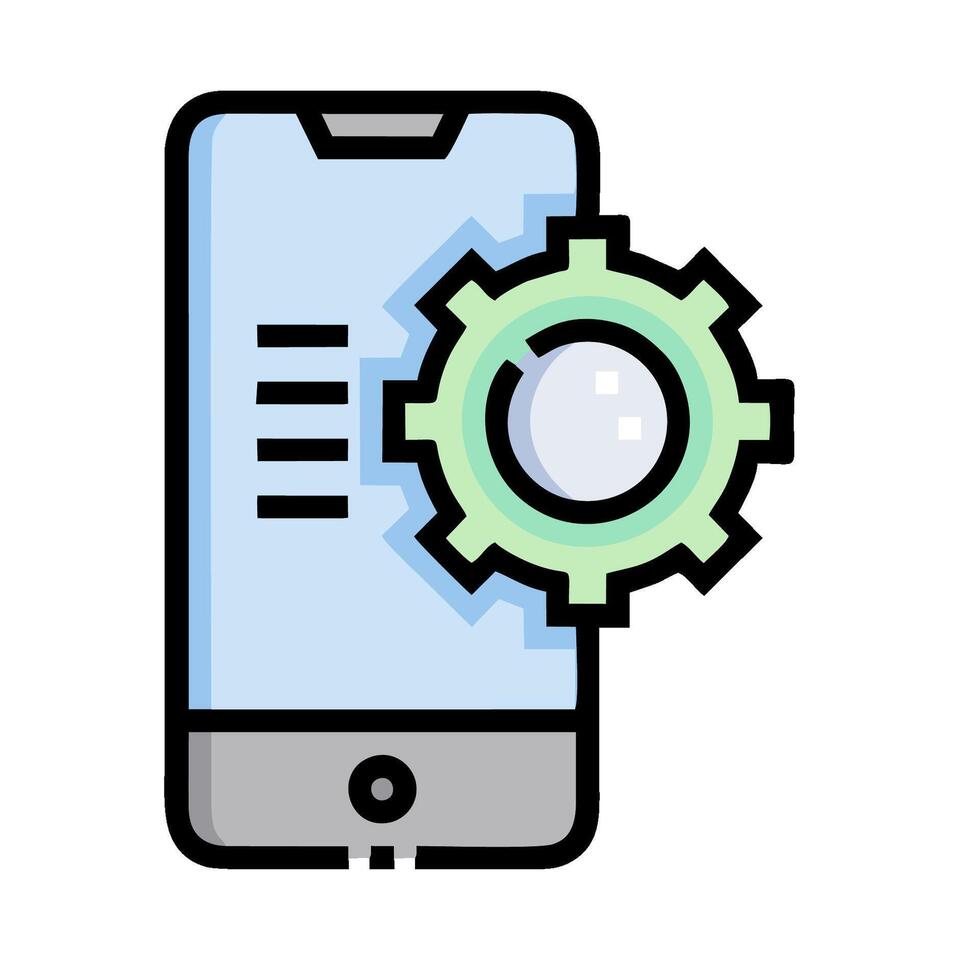 A smartphone with a gear wheel on it vector
