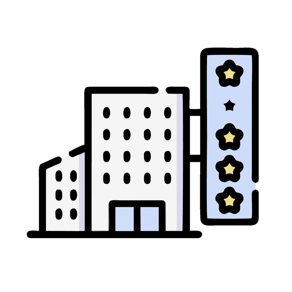 A building with stars on it and a star rating icon vector