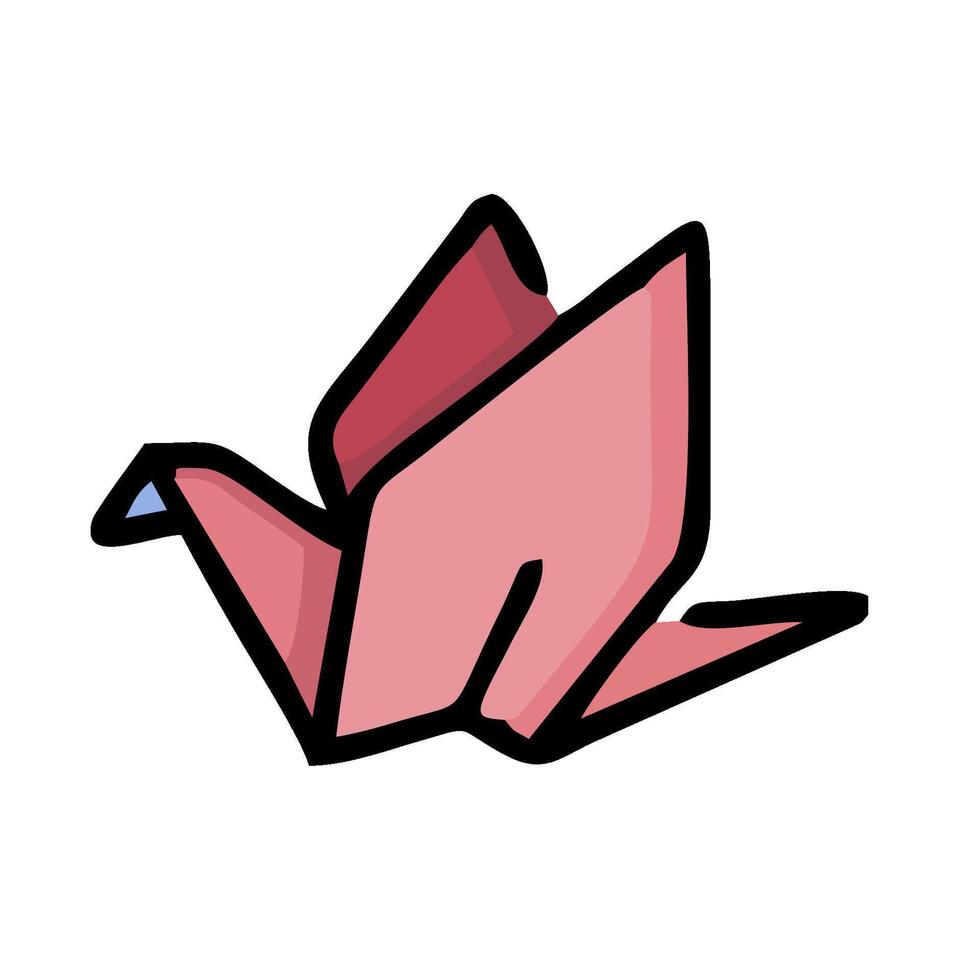 A pink origami bird with a blue wing vector