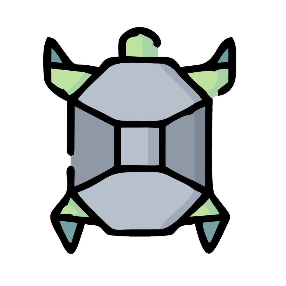 A turtle is shown in a flat style vector