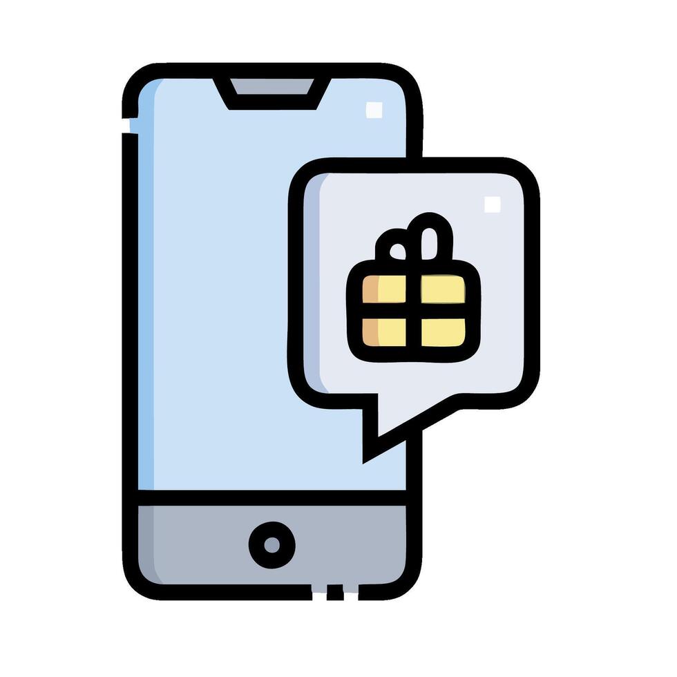 Mobile phone with gift box icon vector