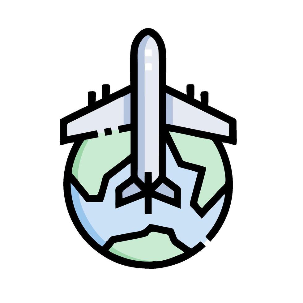Airplane flying over the earth illustration vector