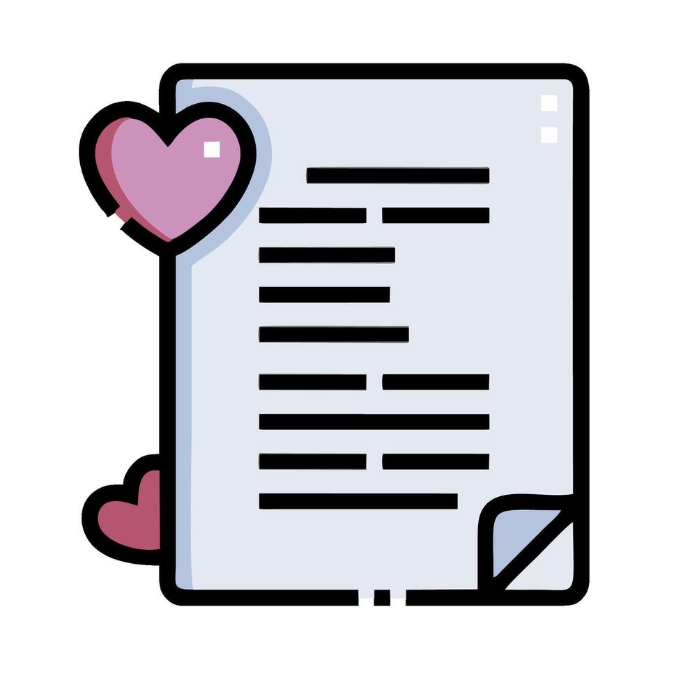 A paper with a heart on it and a note vector