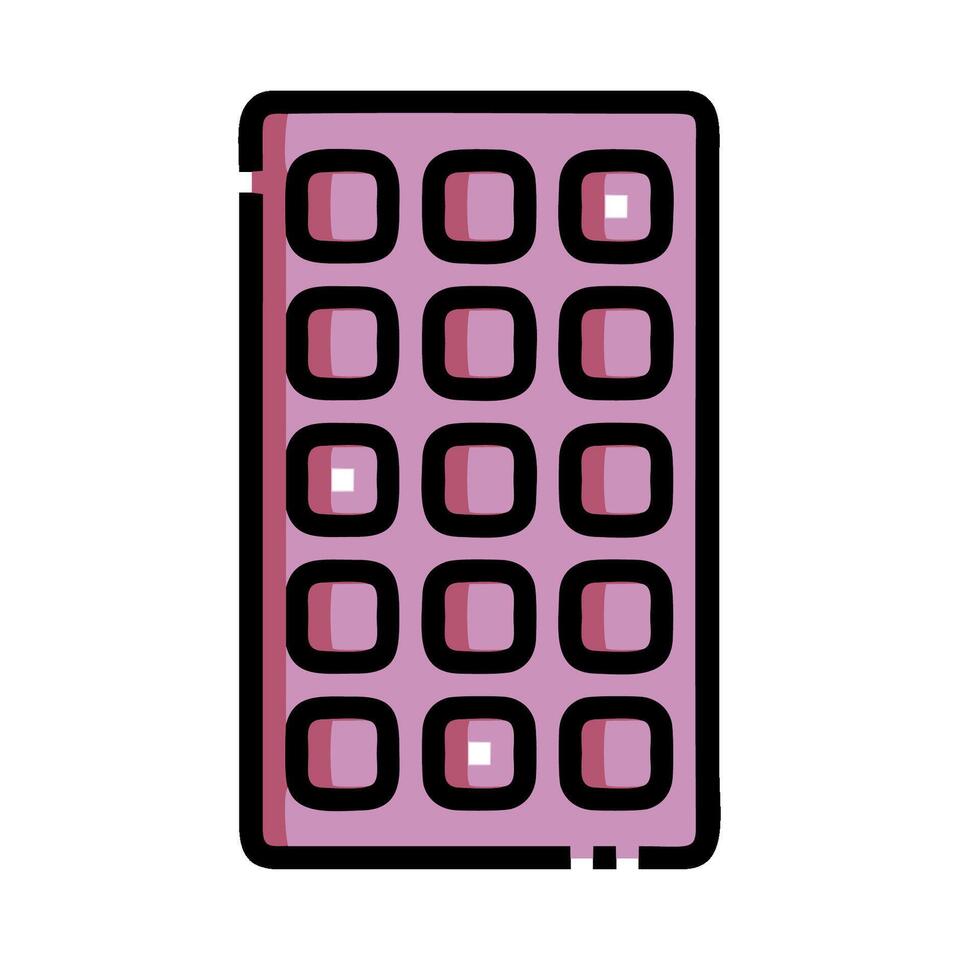 A pink calculator with a square shape on it vector