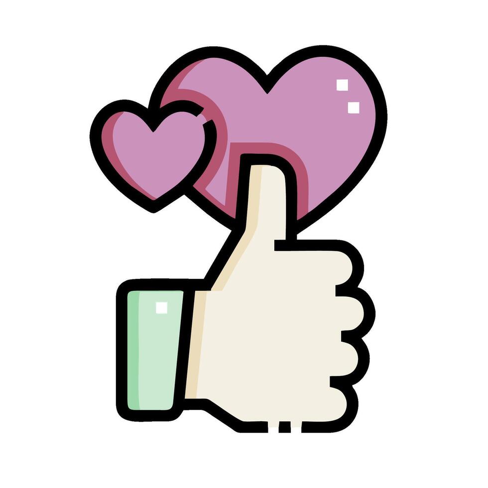 A hand with a heart and thumbs up icon vector