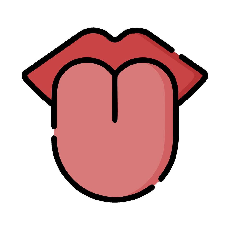A red tongue with a red lip on it vector