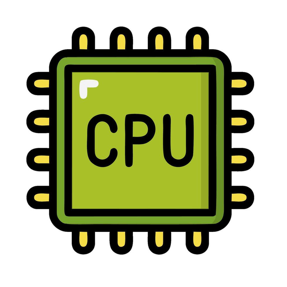 A computer processor icon with the word cpu vector