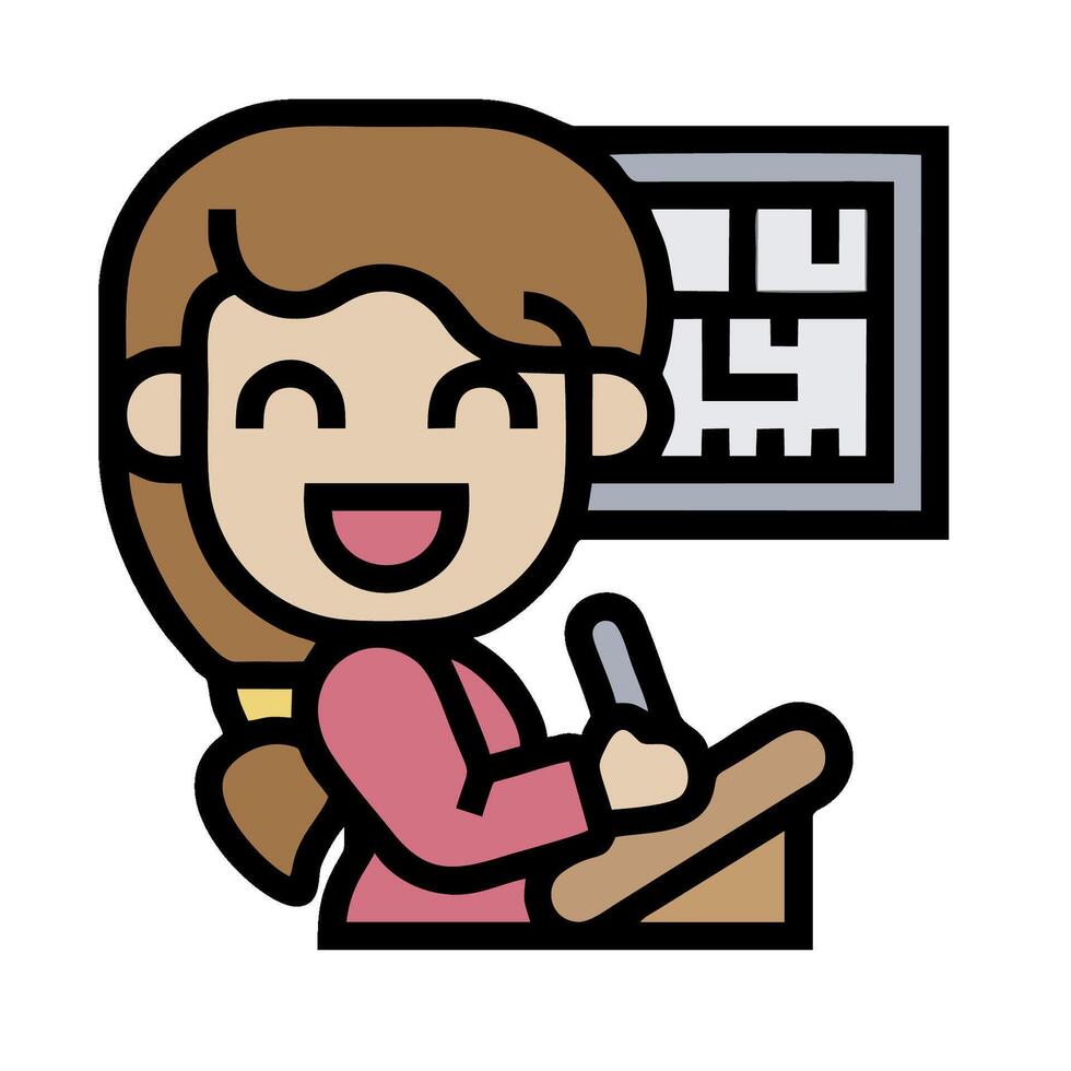 A cartoon woman is giving a speech in front of a podium vector
