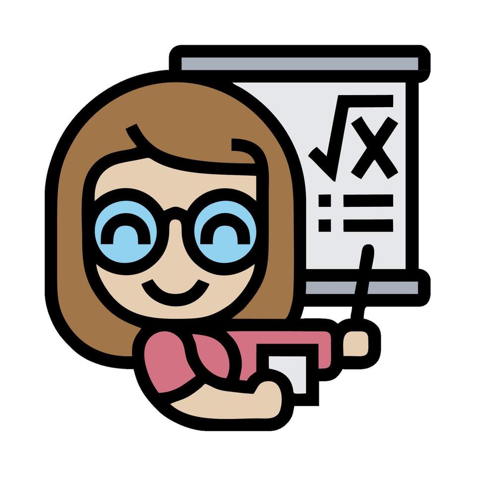 A cartoon woman with glasses and a pointer vector