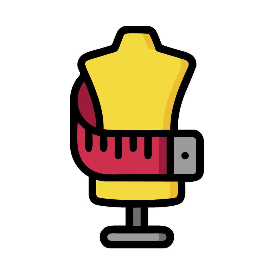 A yellow dress form with a red ribbon on it vector