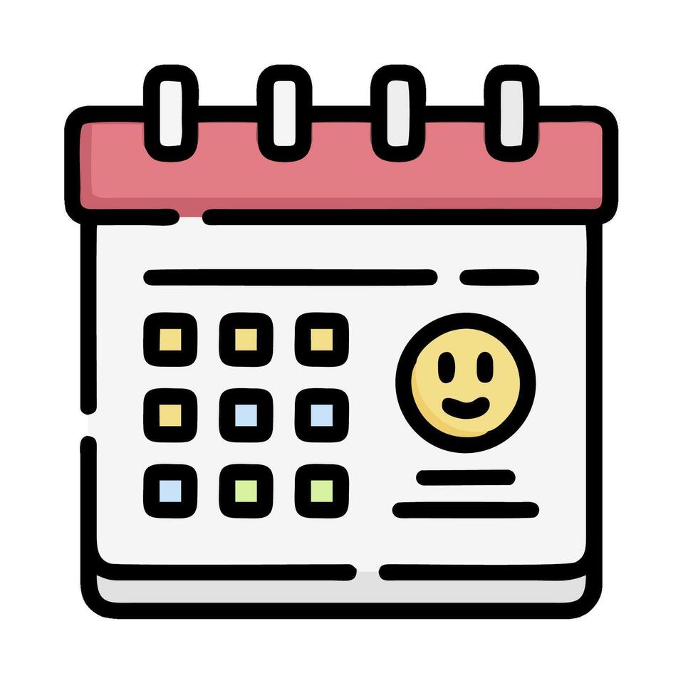 calendar icon with smiley face vector