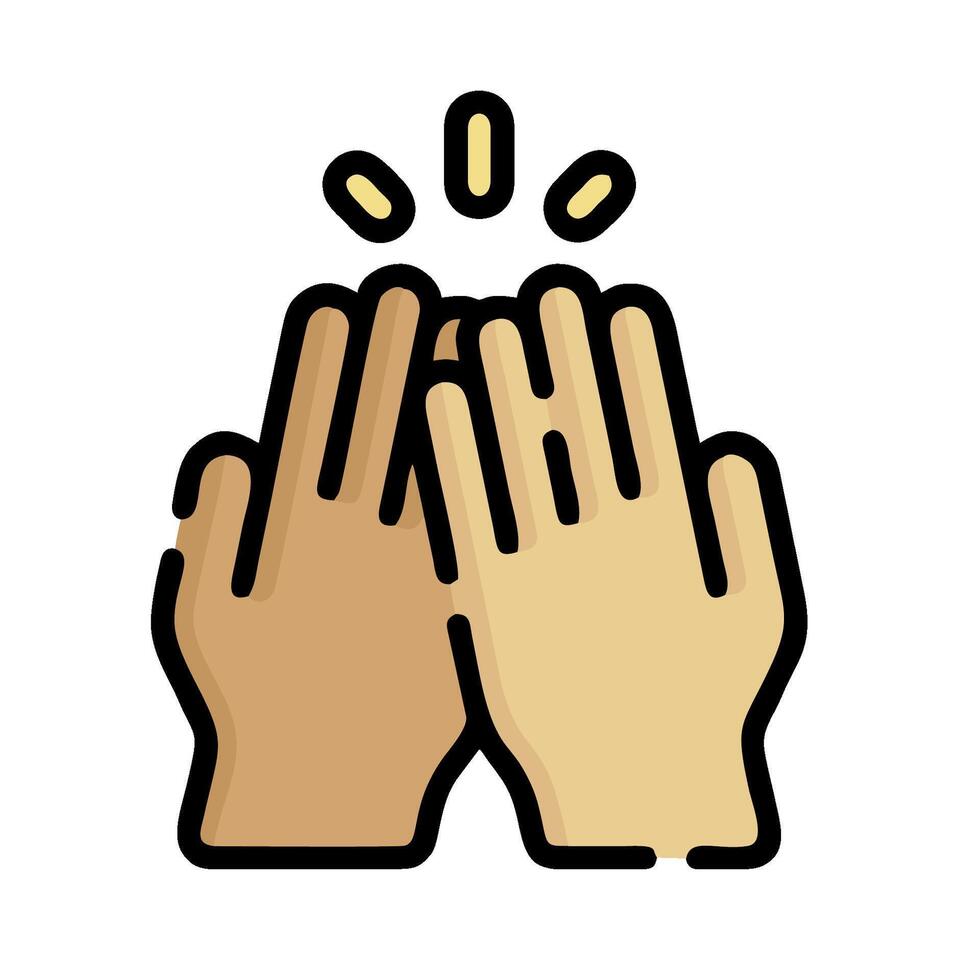 two hands clapping together with a light shining on them vector