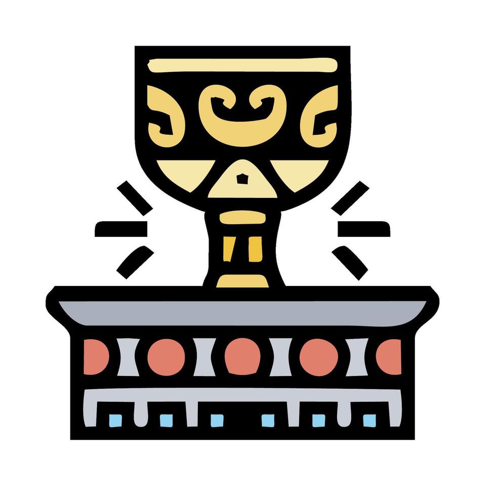 A golden cup with a crown on top of it vector