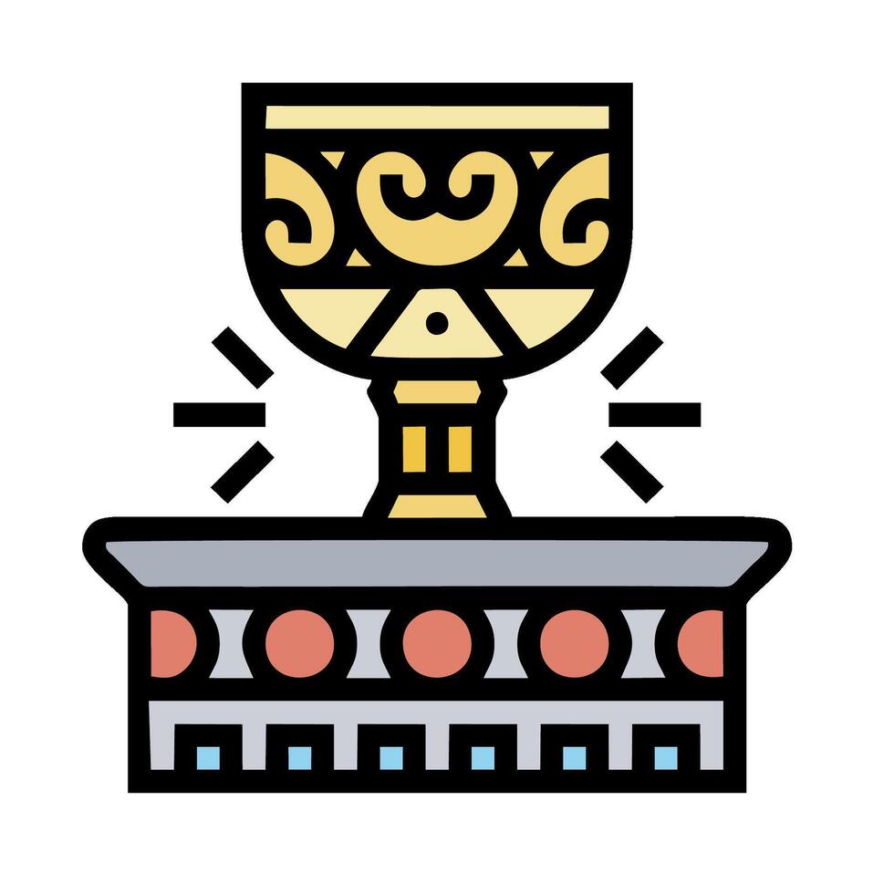 A golden cup with a crown on top of it vector
