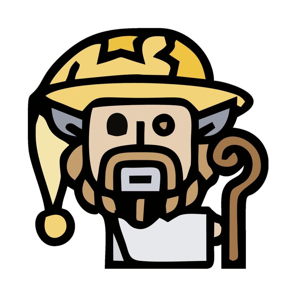 A cartoon character with a hat and beard vector