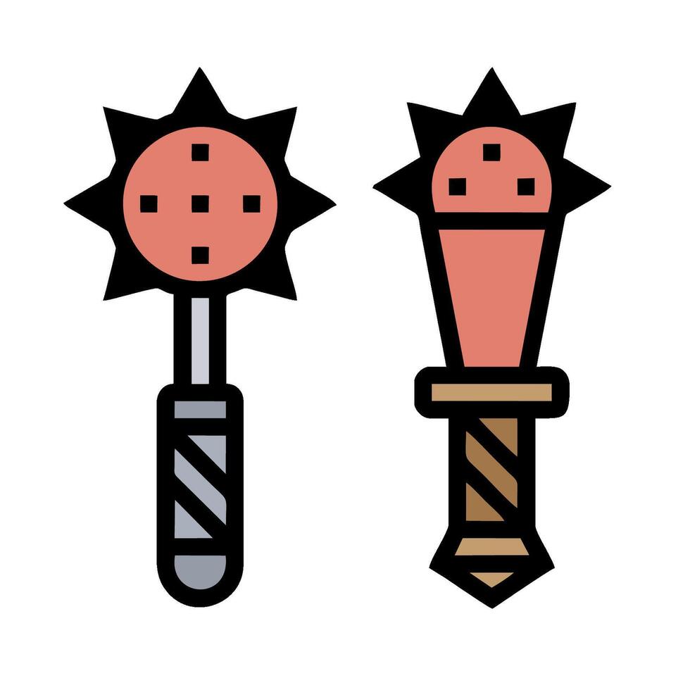 Two different types of weapons are shown in a line vector