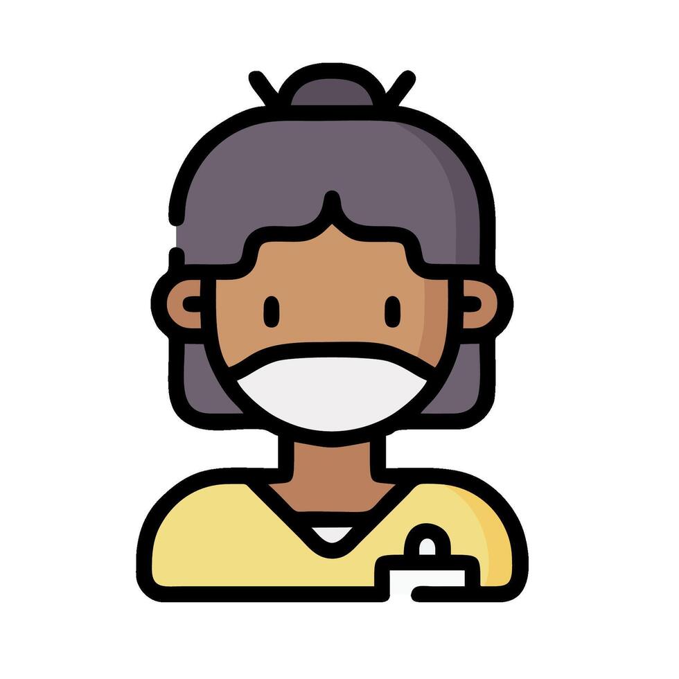 A woman wearing a surgical mask vector