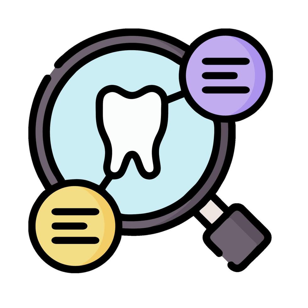 magnifying tooth icon with two different colored circles vector