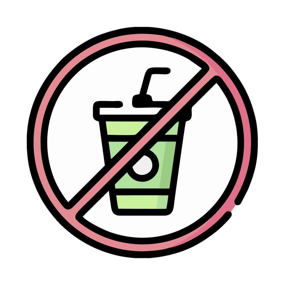 No drink sign with a drink in a glass vector